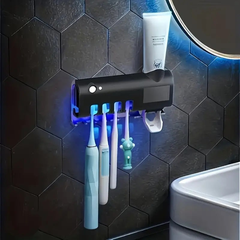 Naya Vault| Smart UV Light Sterilizer Toothbrush Holder, Wall Mounted Toothpaste Dispenser