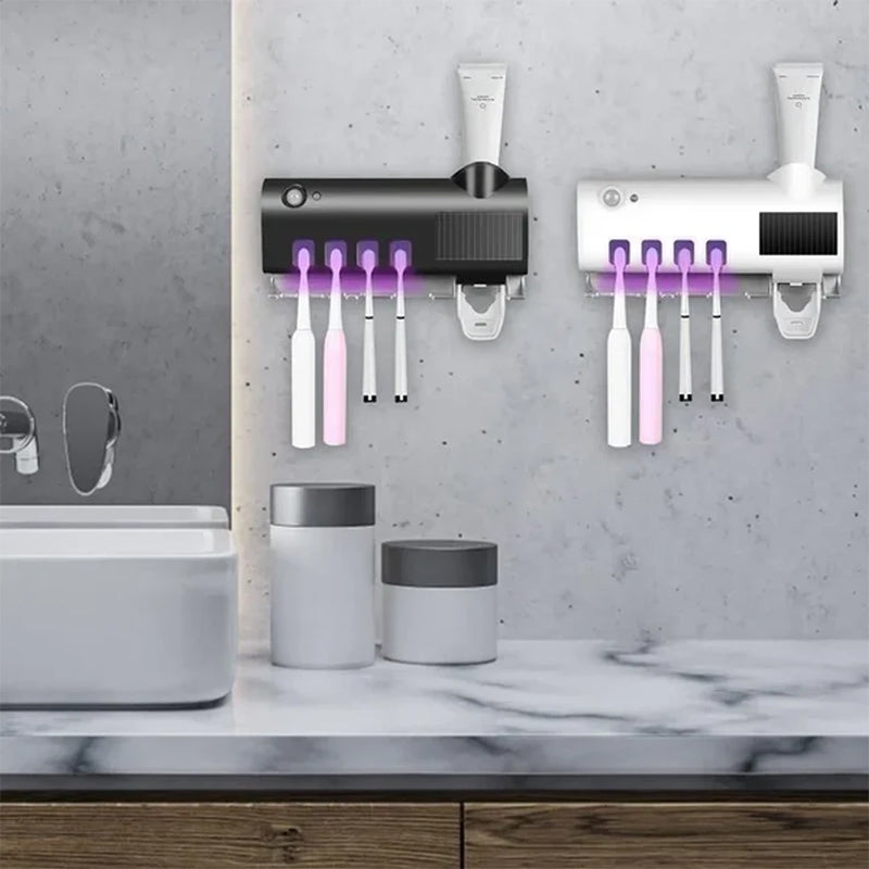 Naya Vault| Smart UV Light Sterilizer Toothbrush Holder, Wall Mounted Toothpaste Dispenser