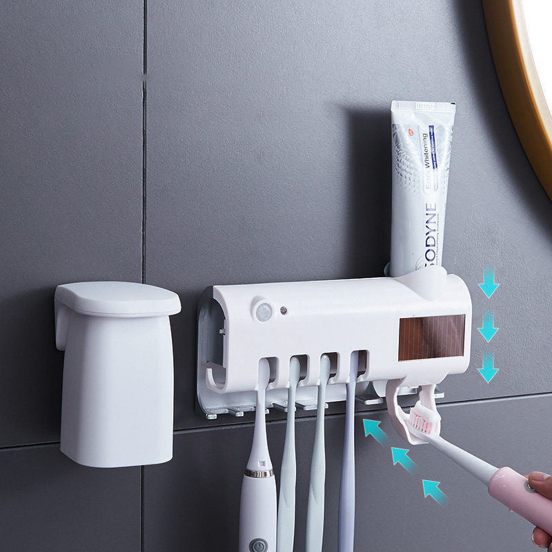 Naya Vault| Smart UV Light Sterilizer Toothbrush Holder, Wall Mounted Toothpaste Dispenser
