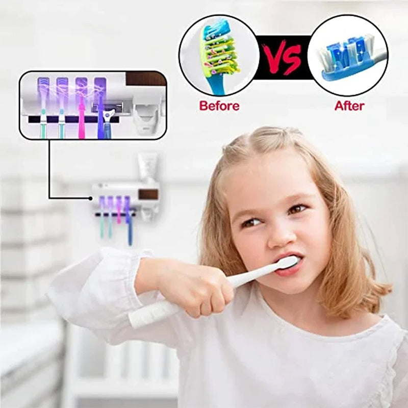 Naya Vault| Smart UV Light Sterilizer Toothbrush Holder, Wall Mounted Toothpaste Dispenser