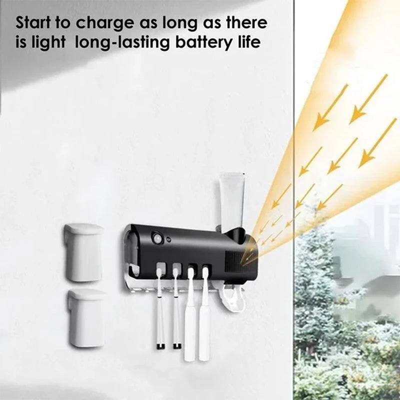 Naya Vault| Smart UV Light Sterilizer Toothbrush Holder, Wall Mounted Toothpaste Dispenser
