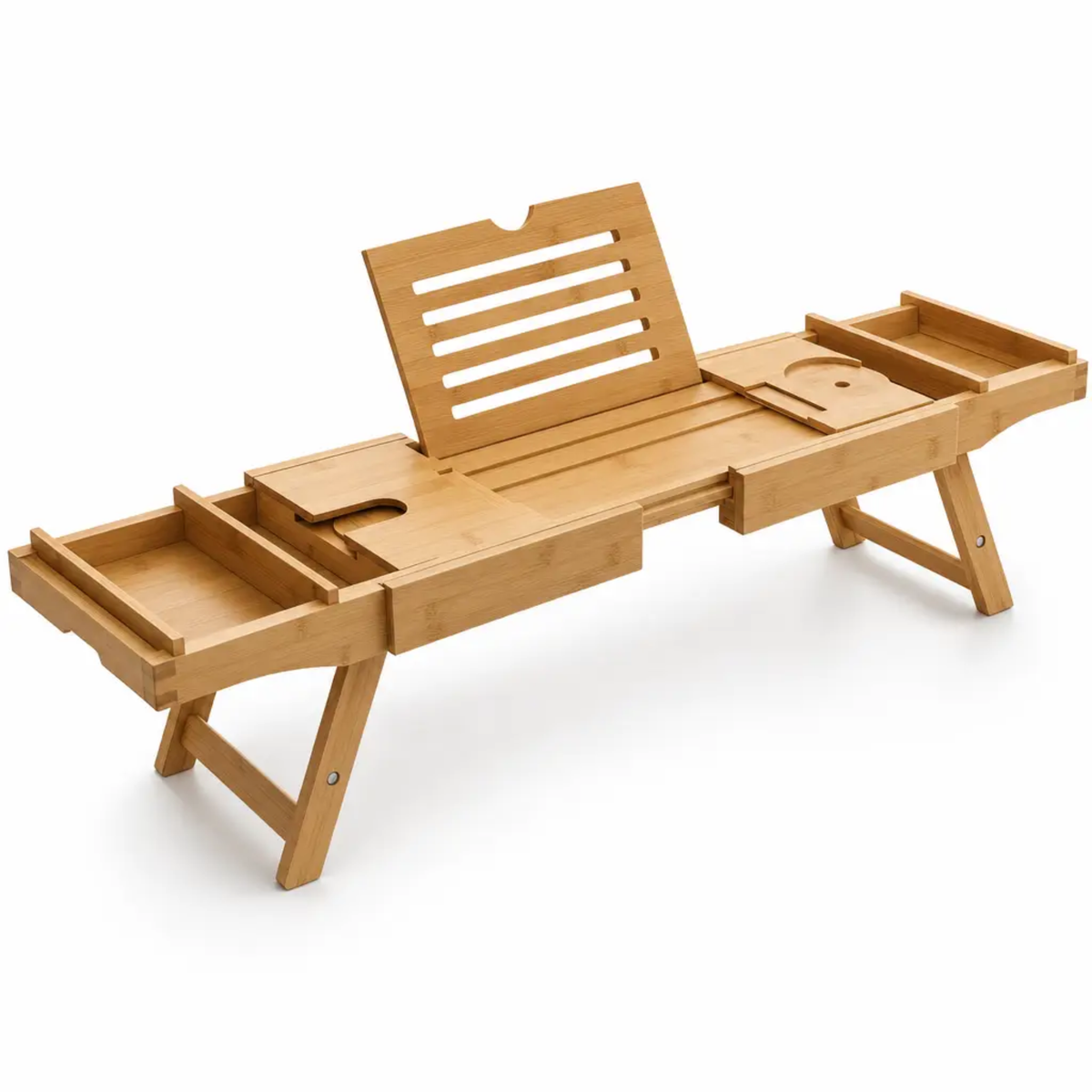 Naya Vault | Expandable Bamboo Bathtub/ Caddy Tray with Stands