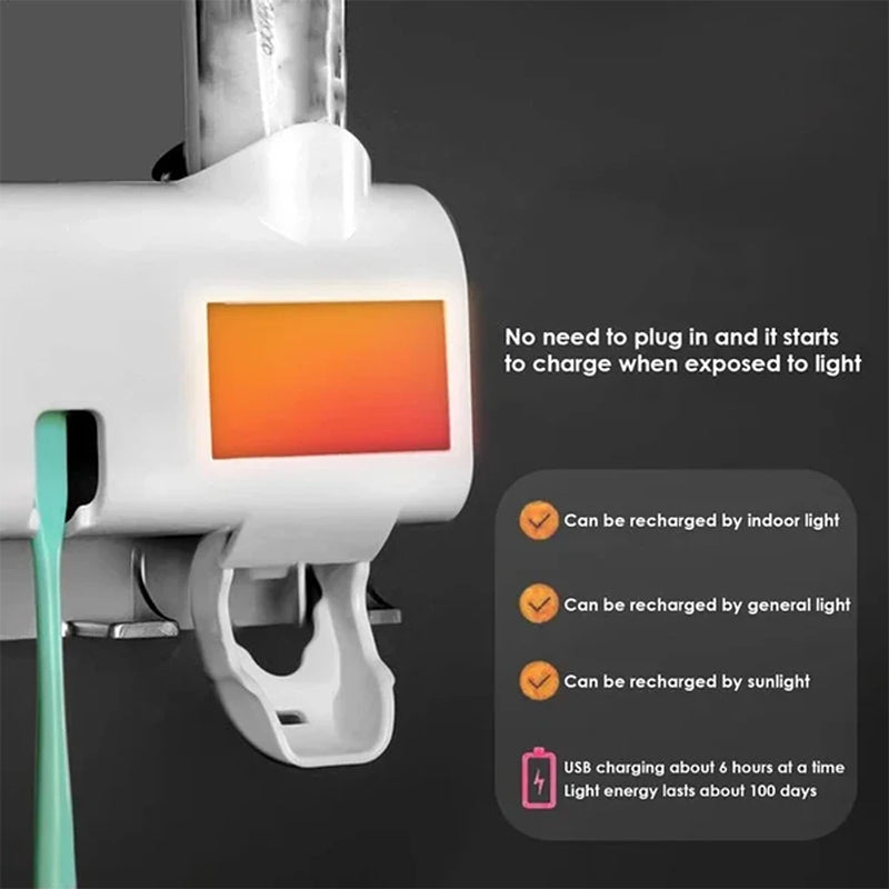 Naya Vault| Smart UV Light Sterilizer Toothbrush Holder, Wall Mounted Toothpaste Dispenser