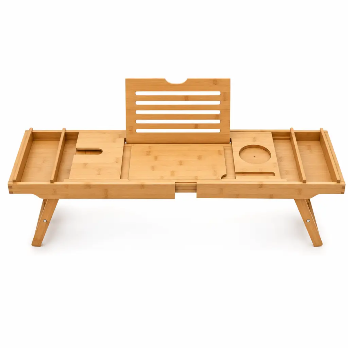 Naya Vault | Expandable Bamboo Bathtub/ Caddy Tray with Stands