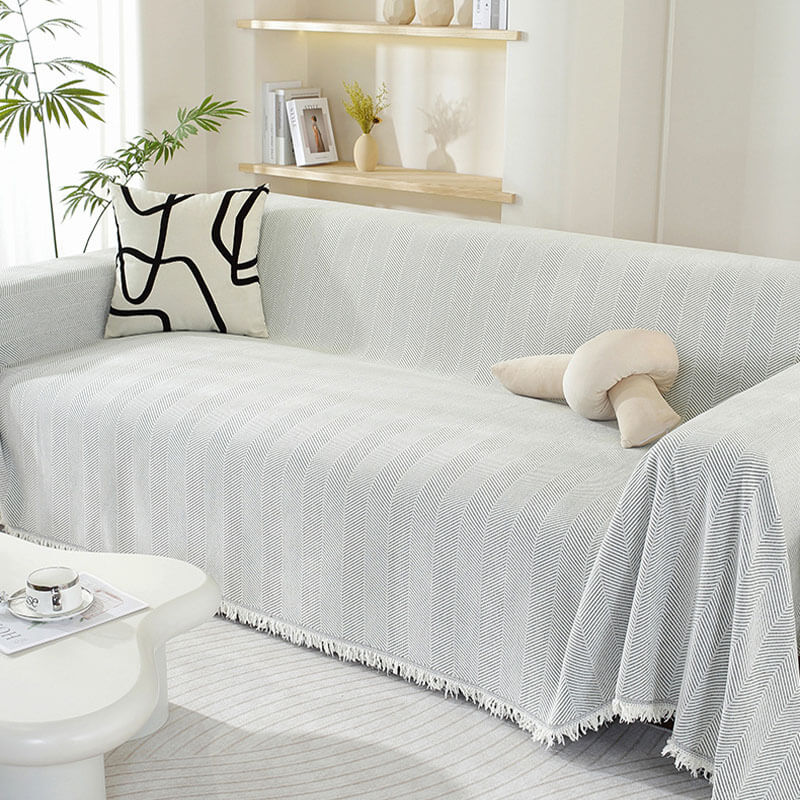 BowLift | Chenille Blanket Herringbone Tassel Couch Cover
