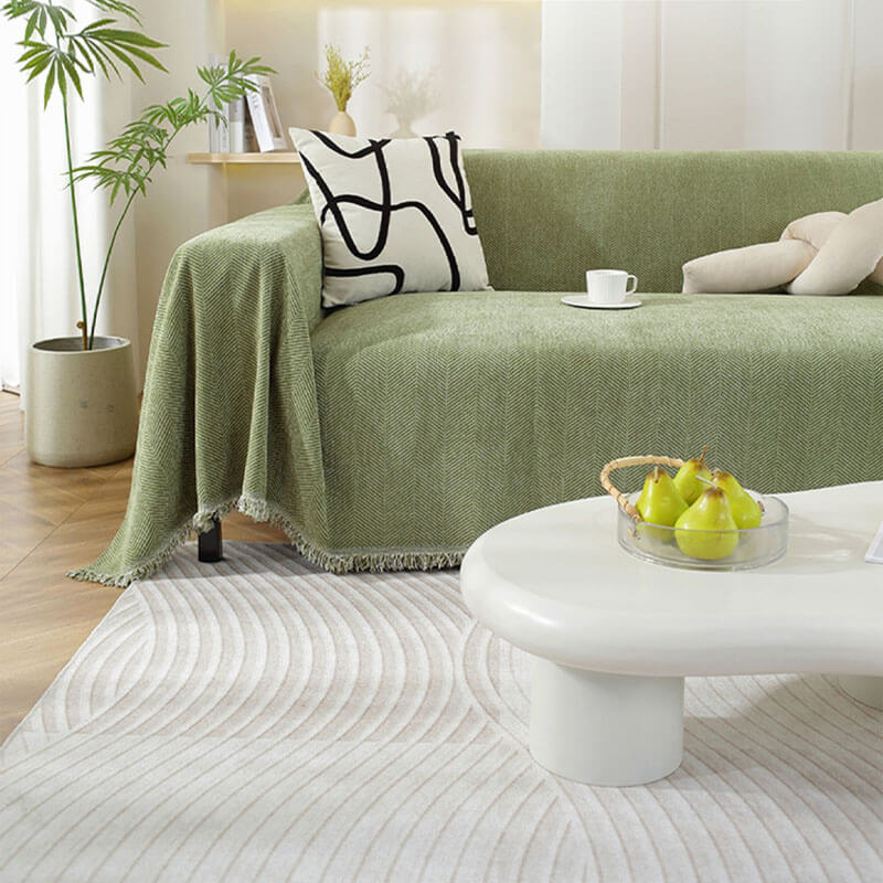 BowLift | Chenille Blanket Herringbone Tassel Couch Cover