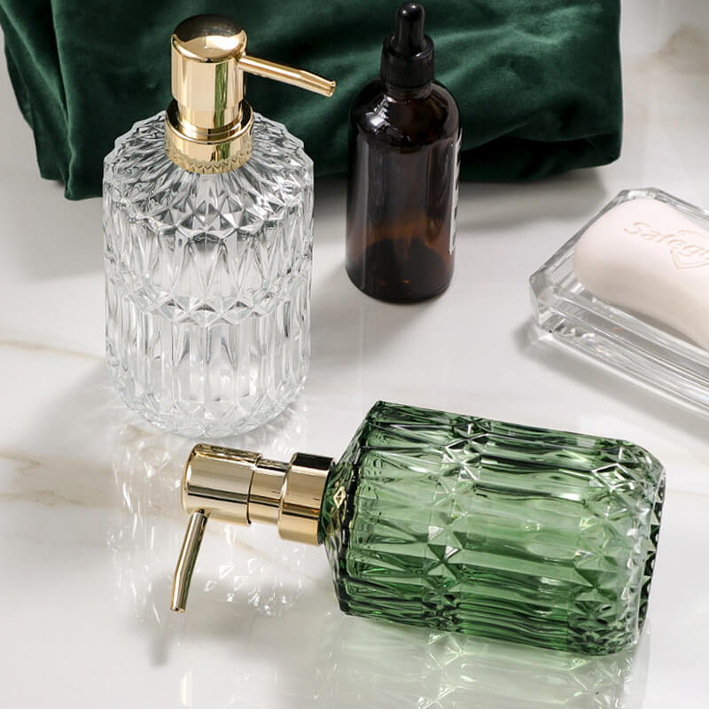 Naya Vault | Diamond Pattern Glass Soap Dispenser