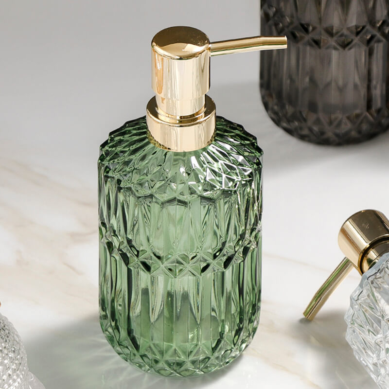 Naya Vault | Diamond Pattern Glass Soap Dispenser