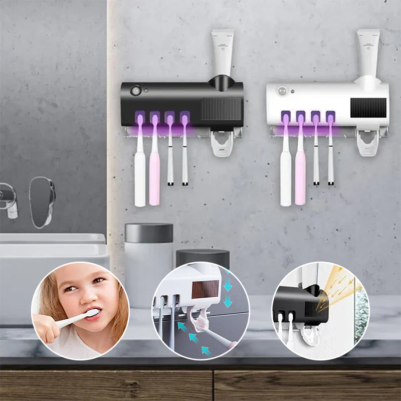 Naya Vault| Smart UV Light Sterilizer Toothbrush Holder, Wall Mounted Toothpaste Dispenser