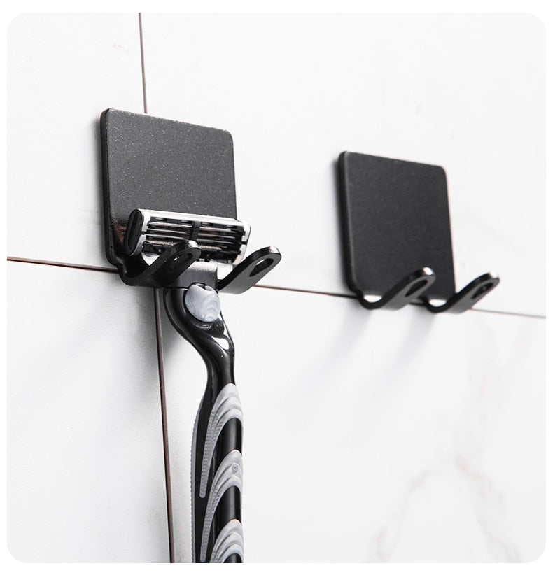 Naya Vault | Punch-free Razor Holder Storage Hook (1/2/3 Pieces) - Wall Mounted Men's Razor Shelf for the Bathroom