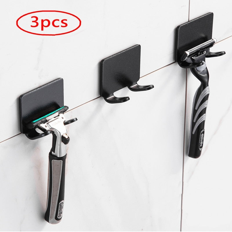Naya Vault | Punch-free Razor Holder Storage Hook (1/2/3 Pieces) - Wall Mounted Men's Razor Shelf for the Bathroom