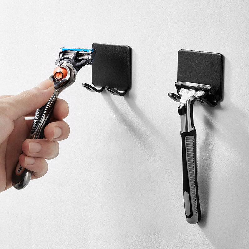 Naya Vault | Punch-free Razor Holder Storage Hook (1/2/3 Pieces) - Wall Mounted Men's Razor Shelf for the Bathroom