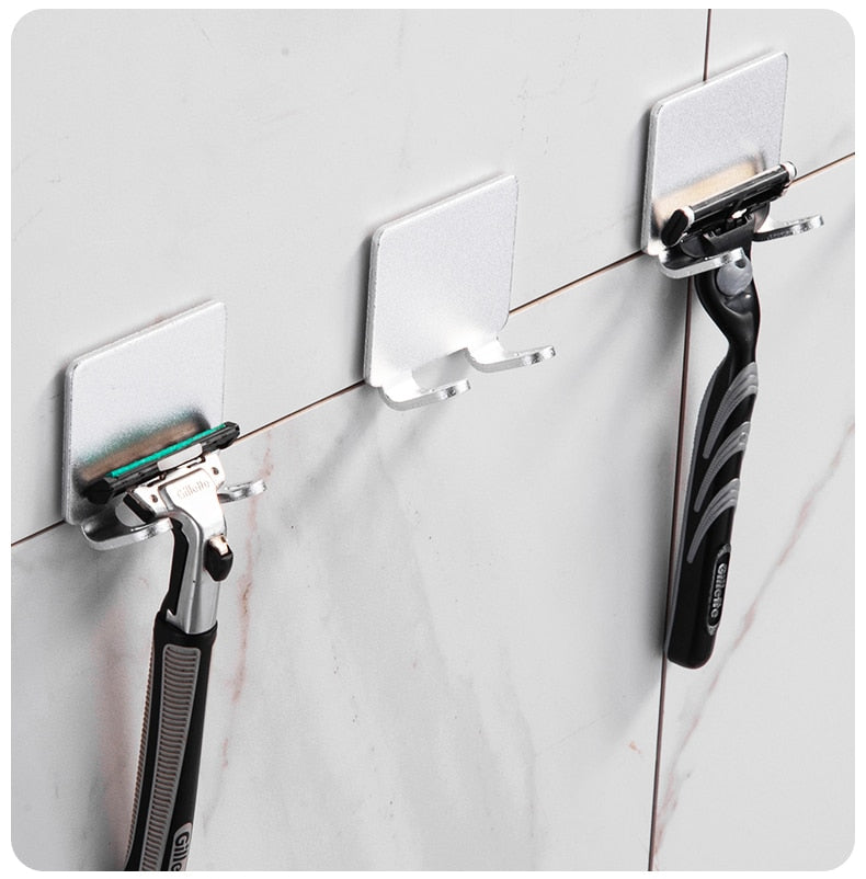 Naya Vault | Punch-free Razor Holder Storage Hook (1/2/3 Pieces) - Wall Mounted Men's Razor Shelf for the Bathroom