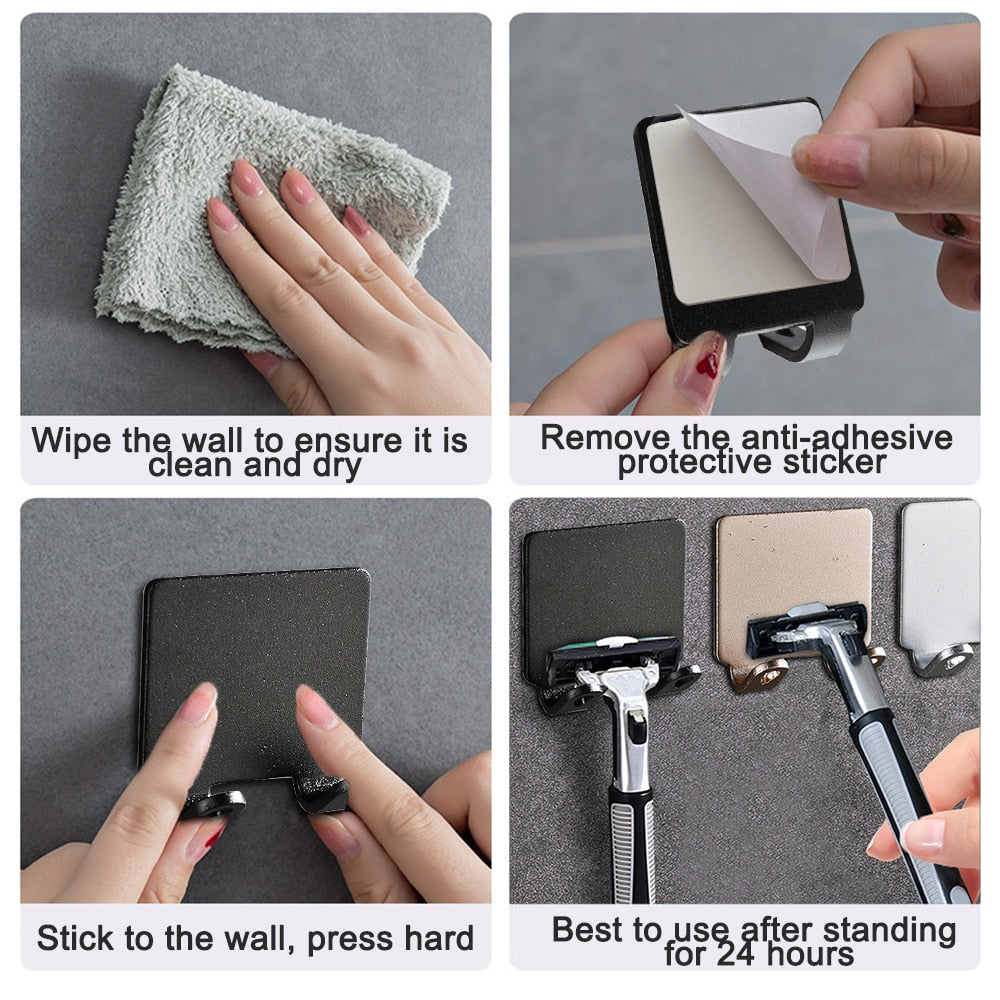 Naya Vault | Punch-free Razor Holder Storage Hook (1/2/3 Pieces) - Wall Mounted Men's Razor Shelf for the Bathroom