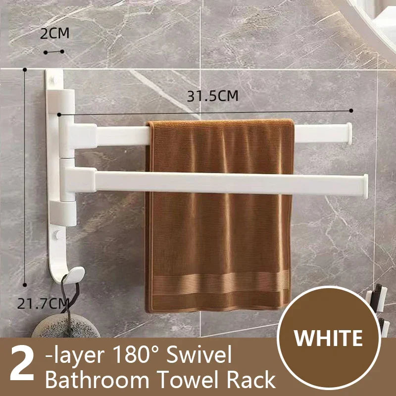 Naya Vault| Bathroom Towel Holder Rotatable Towel Rack Space Aluminum 1/2/3/4/5-Bar Towel Holder Kitchen Shelf Kitchen Hanging Shelf Wall Mounted