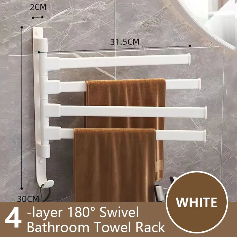 Naya Vault| Bathroom Towel Holder Rotatable Towel Rack Space Aluminum 1/2/3/4/5-Bar Towel Holder Kitchen Shelf Kitchen Hanging Shelf Wall Mounted