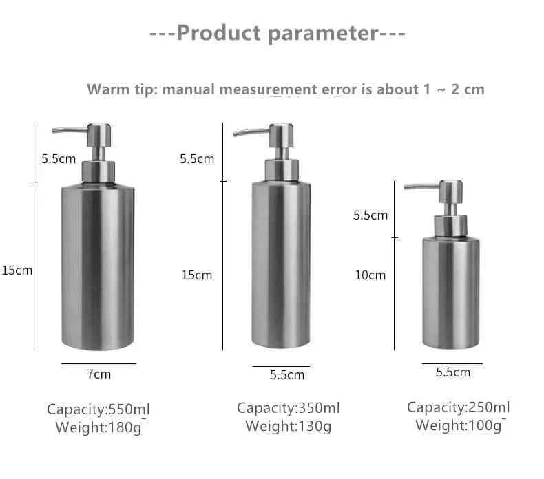 Naya Vault| Elegant Stainless Steel Hand Pump Soap Dispenser 250ml/350ml/550ml