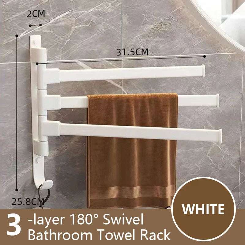 Naya Vault| Bathroom Towel Holder Rotatable Towel Rack Space Aluminum 1/2/3/4/5-Bar Towel Holder Kitchen Shelf Kitchen Hanging Shelf Wall Mounted