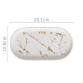 Naya Vault | Nordic Ins Ceramic Marble Oval Tray Jewelry Storage Tray Accessories Soap Holder Golden Wave Bathroom Cup Bath Decoration