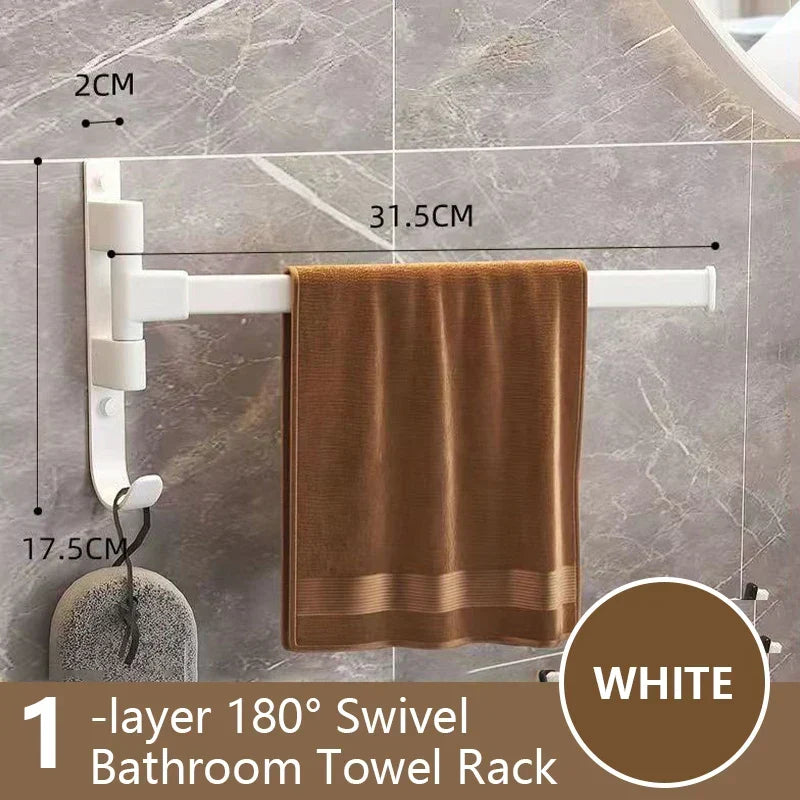 Naya Vault| Bathroom Towel Holder Rotatable Towel Rack Space Aluminum 1/2/3/4/5-Bar Towel Holder Kitchen Shelf Kitchen Hanging Shelf Wall Mounted