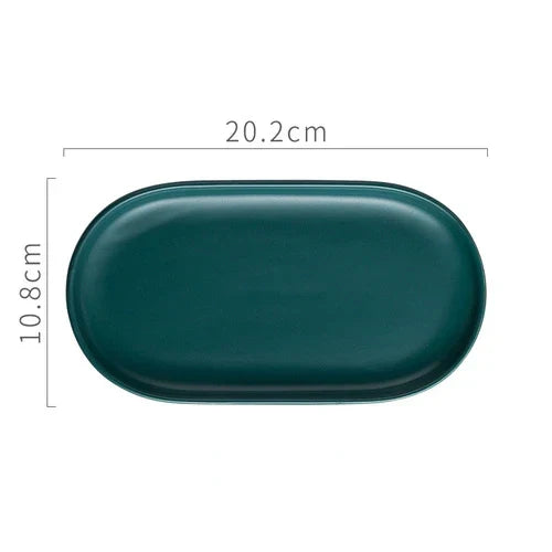 Naya Vault | Nordic Ins Ceramic Marble Oval Tray Jewelry Storage Tray Accessories Soap Holder Golden Wave Bathroom Cup Bath Decoration
