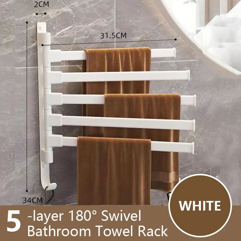 Naya Vault| Bathroom Towel Holder Rotatable Towel Rack Space Aluminum 1/2/3/4/5-Bar Towel Holder Kitchen Shelf Kitchen Hanging Shelf Wall Mounted