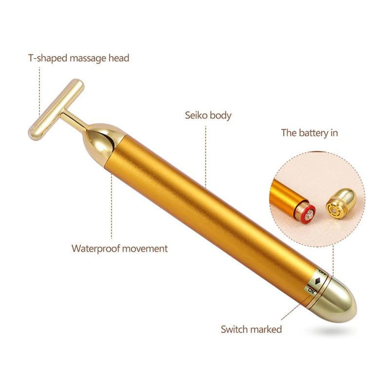 Naya Vault | Energy 24K Gold T Beauty Bar Facial Roller Massager