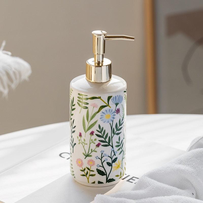 Naya Vault | Soap dispenser made of ceramic with floral design