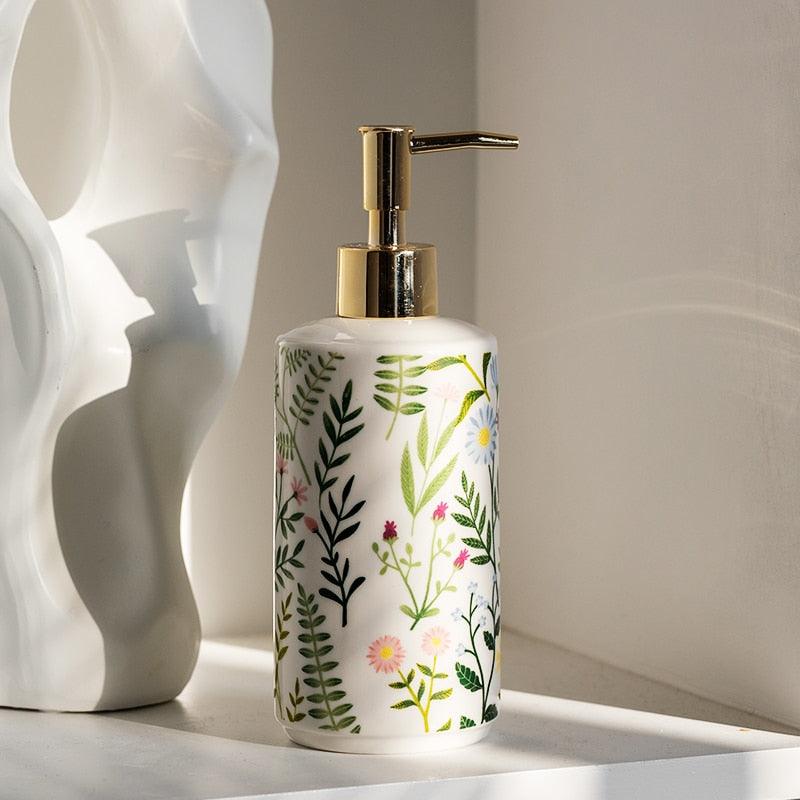 Naya Vault | Soap dispenser made of ceramic with floral design